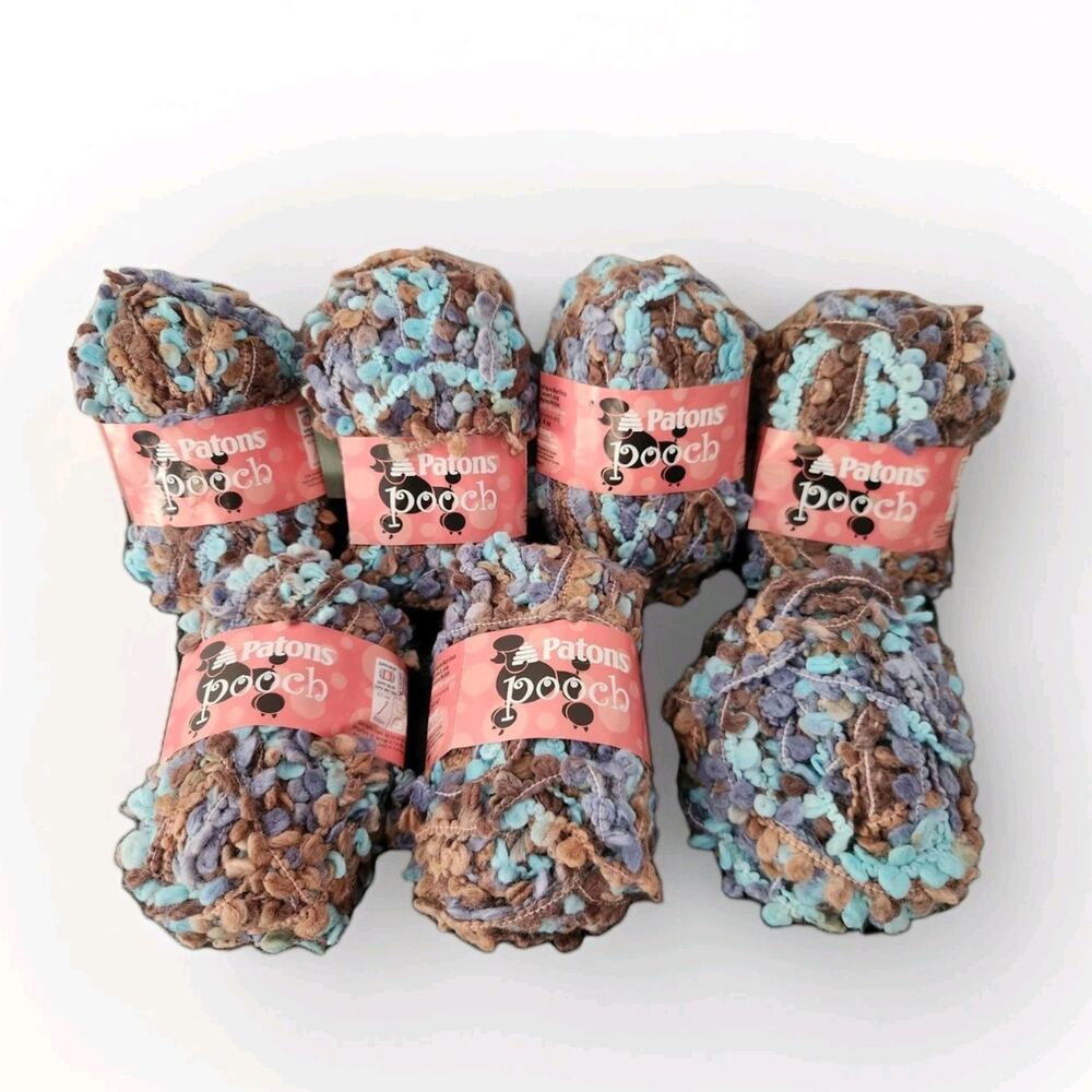 Patons Pooch Yarn Lot 7 Skeins Super Bulky 6 Boucle Textured In Blue Point - Picture 2 of 7